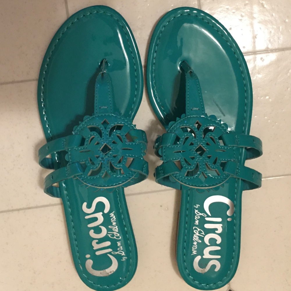 Sam Edelman "Circus" style in Turquoise Green Patent Leather Sandal